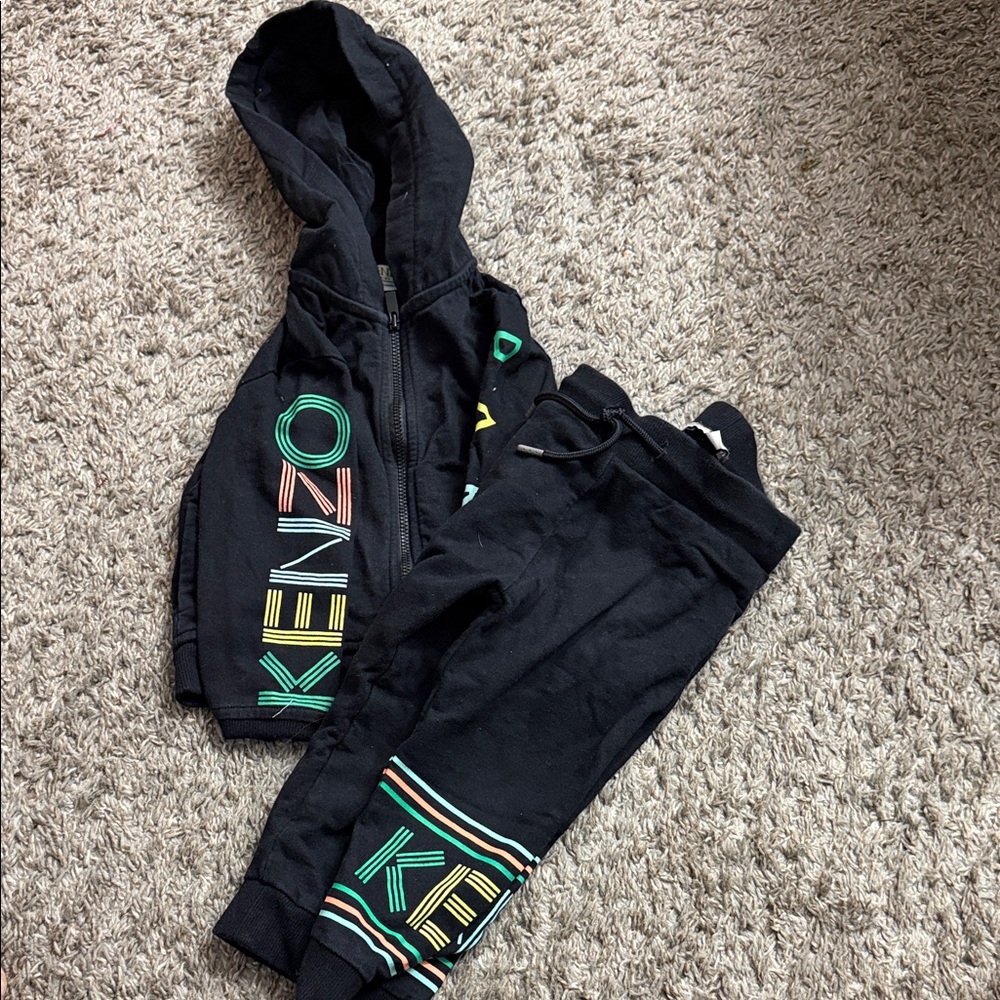 Kenzo Kids Black Joggers with Colorful Logo